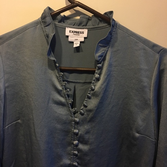 Express Portofino Silvery/blue long sleeve dainty Blouse. Size s/p - Picture 2 of 6